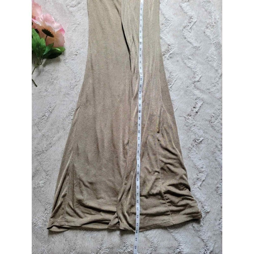 Aeom Metallic Shimmer Bronze Gold Halter Neck Maxi Dress NWT Size L - Picture 9 of 11